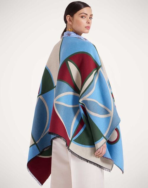 La Doublej Poncho Eclipse Placée Multicolor In Wool Cotton