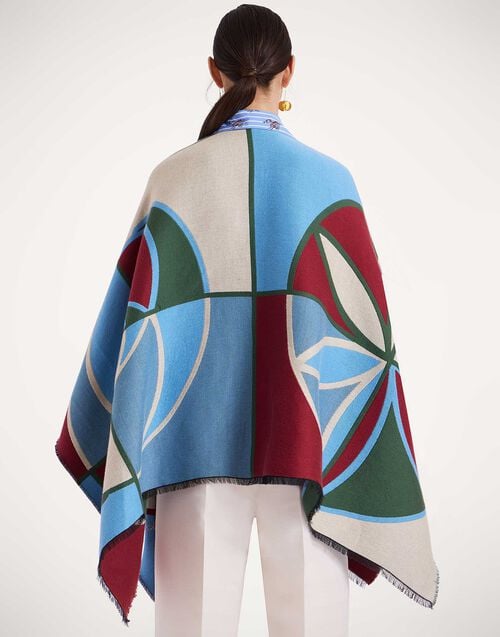La Doublej Poncho Eclipse Placée Multicolor In Wool Cotton