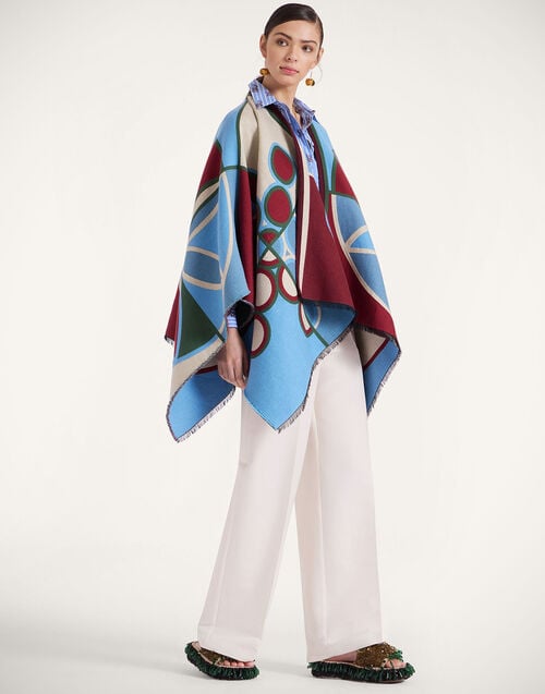 La Doublej Poncho Eclipse Placée Multicolor In Wool Cotton