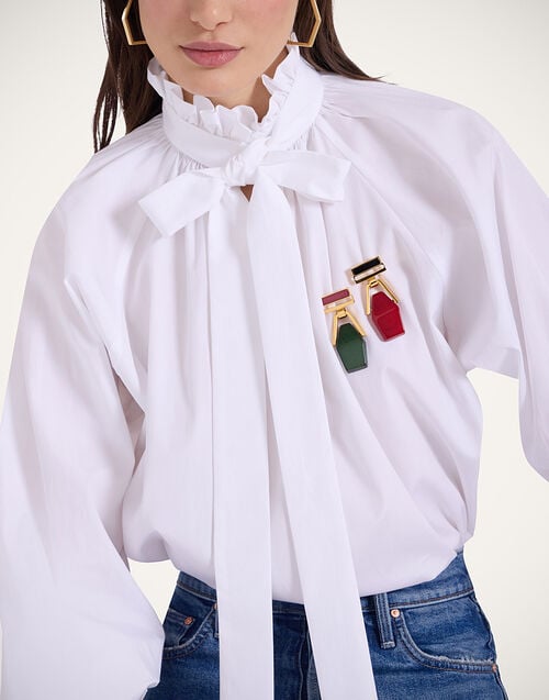 La Doublej Portal Brooch 24k Gold Plate & Green Resin