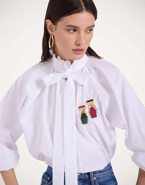 La Doublej Portal Brooch 24k Gold Plate & Green Resin