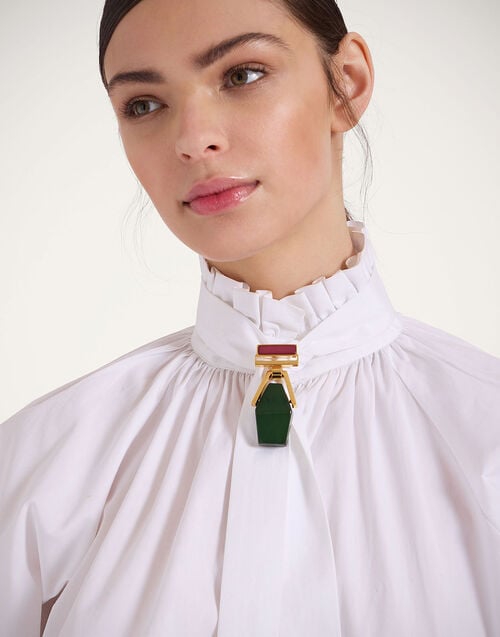 la doublej Portal Brooch 24k Gold Plate & Green Resin