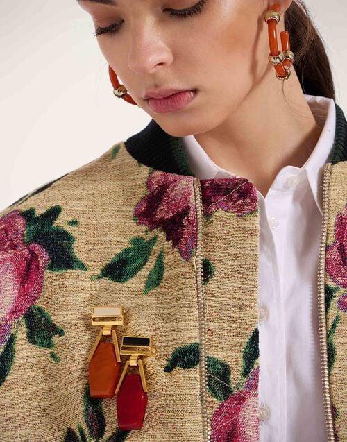 La Doublej Portal Brooch 24k Gold Plate & Orange Resin