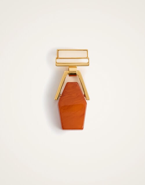 La Doublej Portal Brooch 24k Gold Plate & Orange Resin