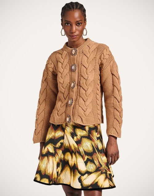 la doublej Portrait Cardigan Solid Brown in Chunky Wool