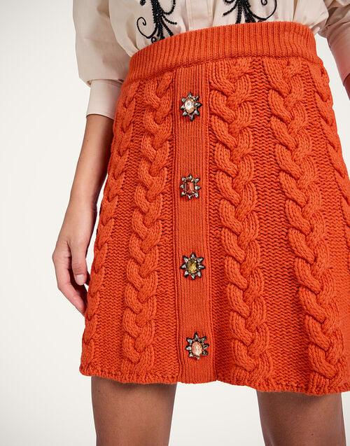 La Doublej Portrait Mini Skirt Solid Rust In Chunky Wool