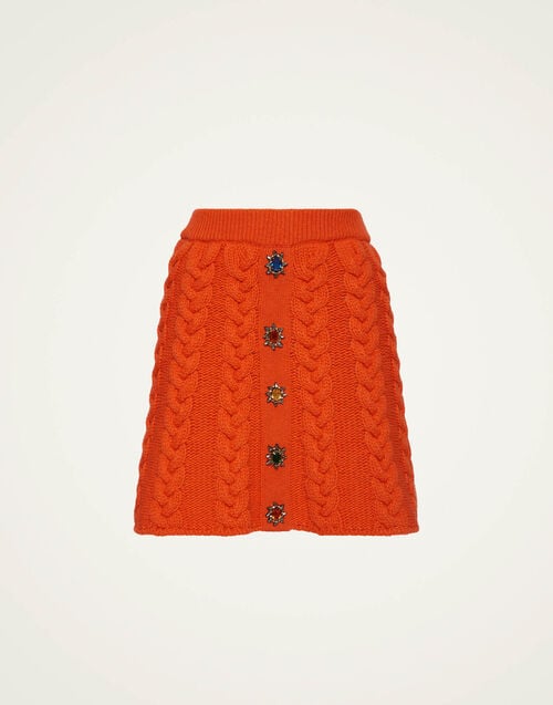 La Doublej Portrait Mini Skirt Solid Rust In Chunky Wool