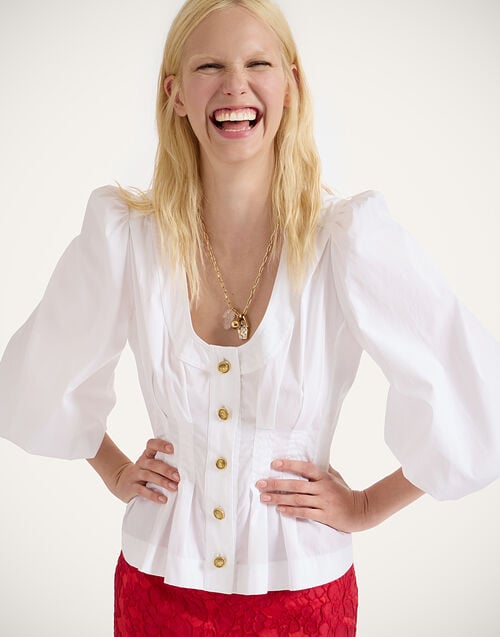 La Doublej Primrose Shirt Solid White In Tailor Poplin