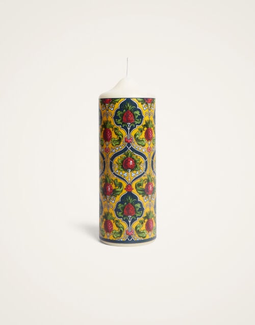 la doublej Printed Pillar Candle Ananas Yellow in Wax