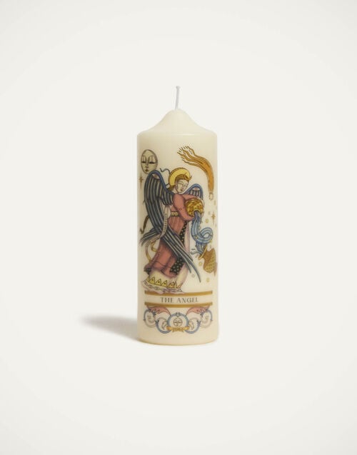 la doublej Printed Pillar Candle The Angel Multicolor in Wax