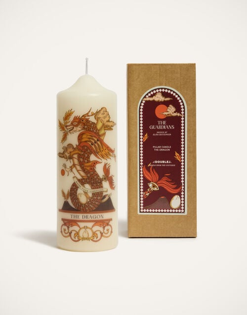 La Doublej Printed Pillar Candle The Dragon Multicolor In Wax