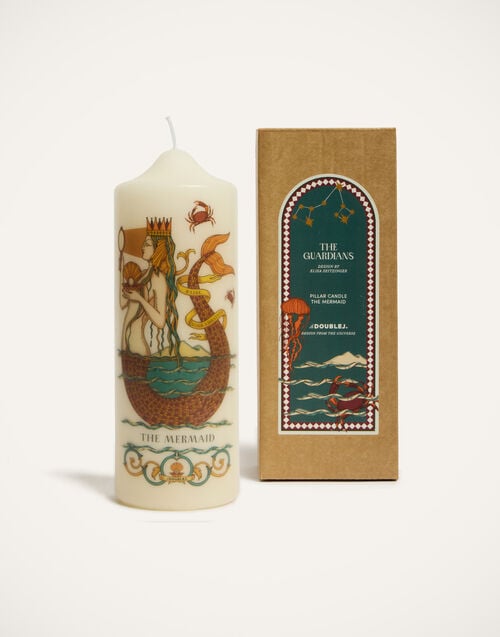 La Doublej Printed Pillar Candle The Mermaid Multicolor In Wax