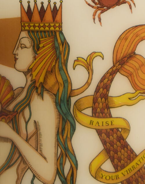 La Doublej Printed Pillar Candle The Mermaid Multicolor In Wax