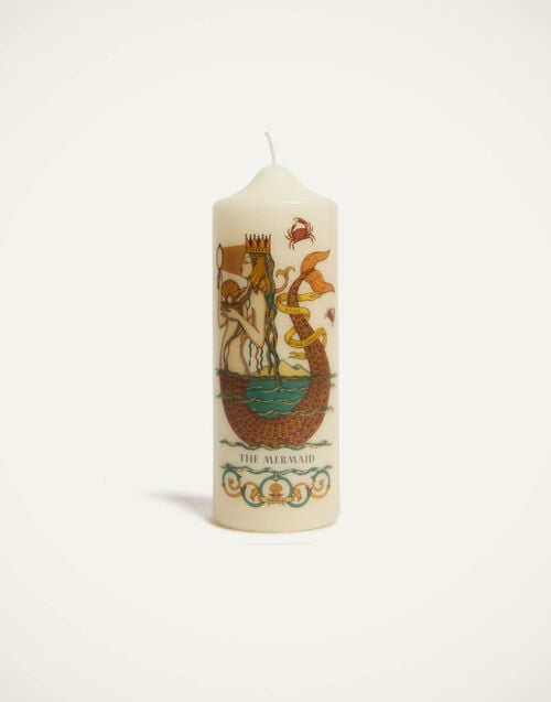 la doublej Printed Pillar Candle The Mermaid Multicolor in Wax