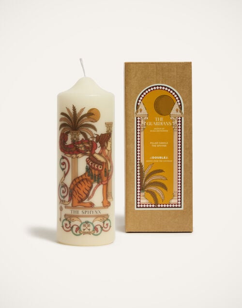 La Doublej Printed Pillar Candle The Sphynx Multicolor In Wax
