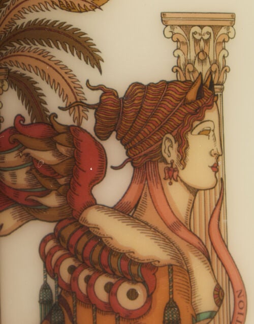 La Doublej Printed Pillar Candle The Sphynx Multicolor In Wax