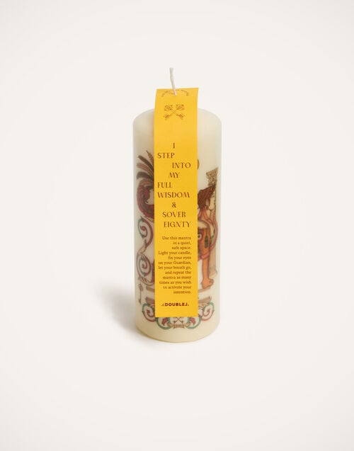 La Doublej Printed Pillar Candle The Sphynx Multicolor In Wax