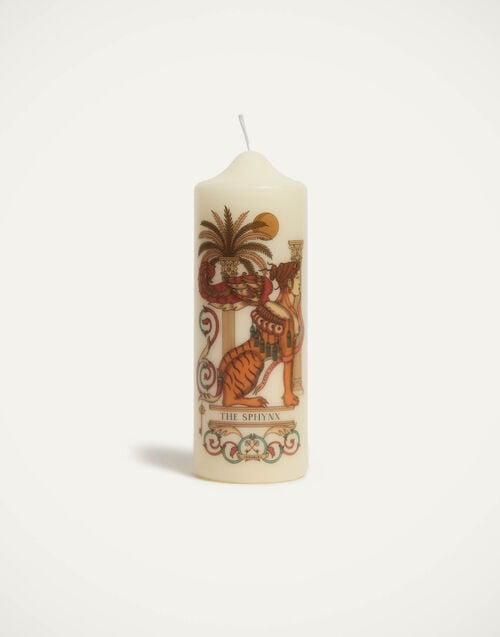 la doublej Printed Pillar Candle The Sphynx Multicolor in Wax