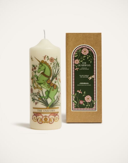 La Doublej Printed Pillar Candle The Unicorn Multicolor In Wax