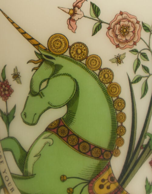 La Doublej Printed Pillar Candle The Unicorn Multicolor In Wax