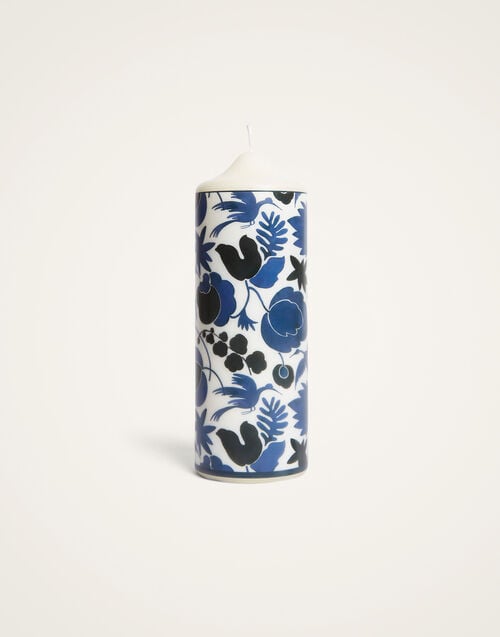 la doublej Printed Pillar Candle Wildbird Blue in Wax