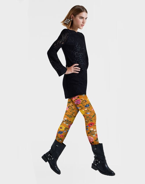 la doublej Printed Tights Botticelli Rust in Stretch Nylon