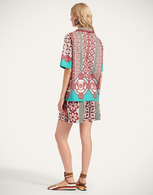 La Doublej Pull-Up Shorts Pagoda Placée Rust In Cotton Poplin