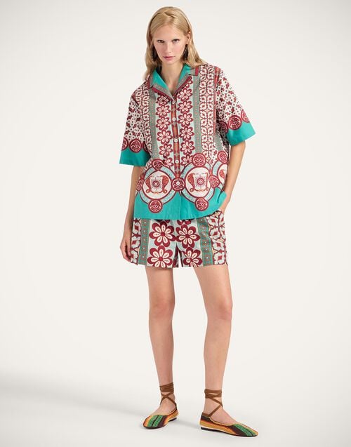 La Doublej Pull-Up Shorts Pagoda Placée Rust In Cotton Poplin