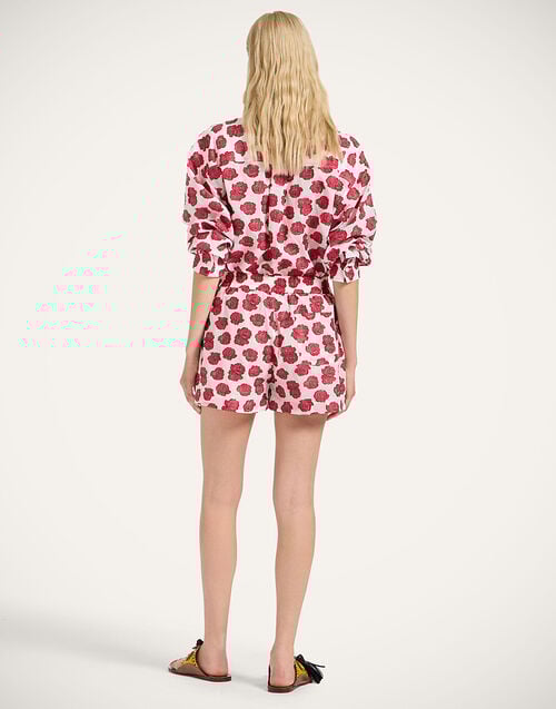 La Doublej Pull-Up Shorts Rose White In Voile Fil Coupé