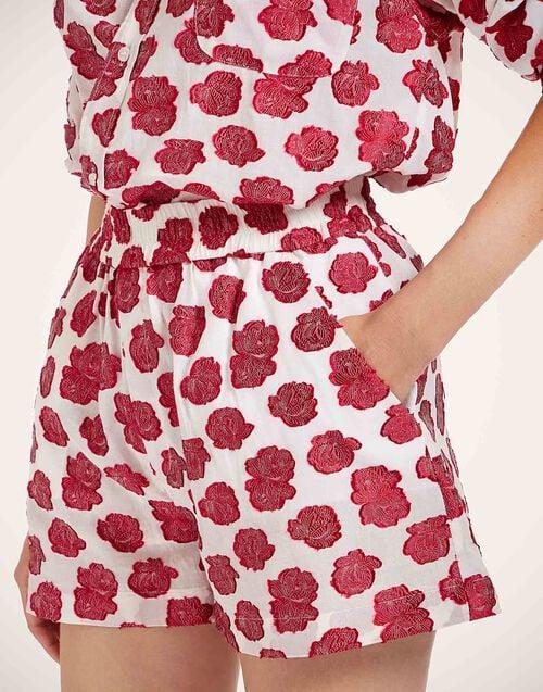 La Doublej Pull-Up Shorts Rose White In Voile Fil Coupé