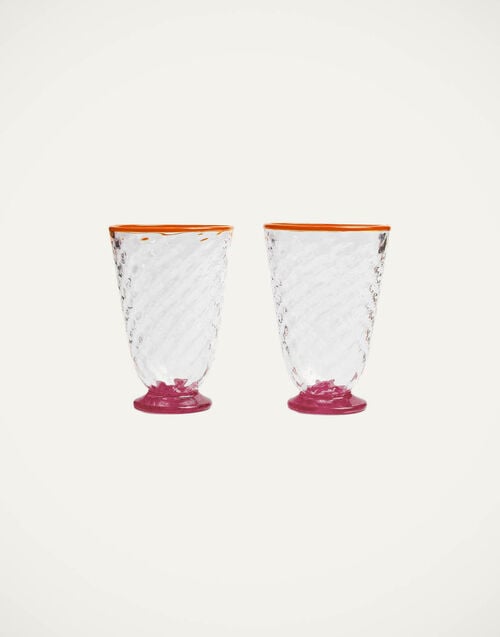 la doublej Quilted Glasses Set Of 2 Fuchsia in Murano Glass