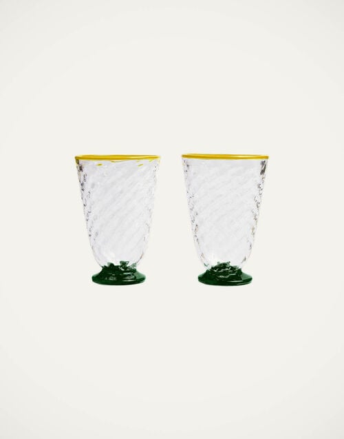 la doublej Quilted Glasses Set Of 2 Green in Murano Glass