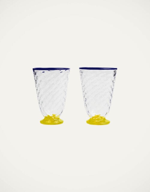 la doublej Quilted Glasses Set Of 2 Yellow in Murano Glass