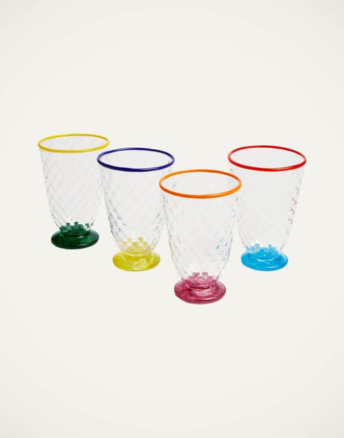 la doublej Quilted Glasses Set Of 4 Multicolor in Murano Glass
