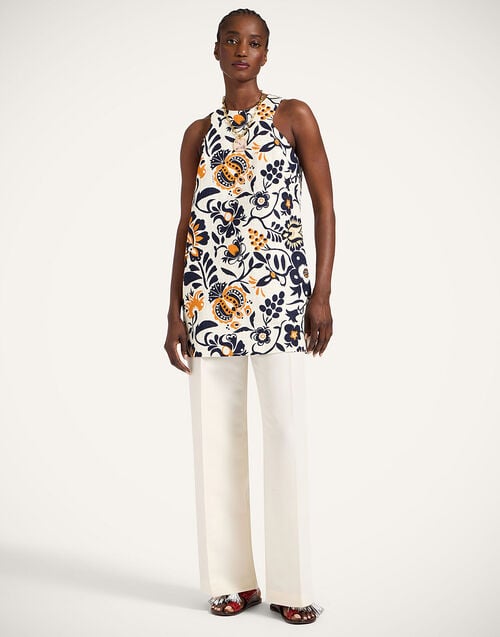 La Doublej Racer Mini Dress Selva White In Rustic Cotton