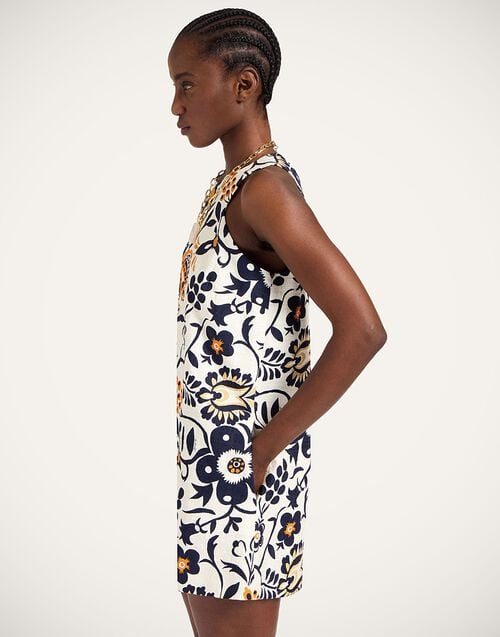 La Doublej Racer Mini Dress Selva White In Rustic Cotton