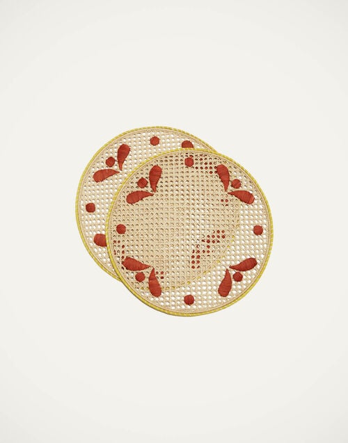 la doublej Raffia Placemats Set Of 2 Capri Brick in Raffia