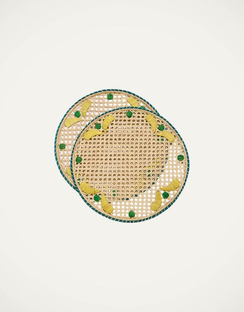 la doublej Raffia Placemats Set Of 2 Capri Yellow in Iraca