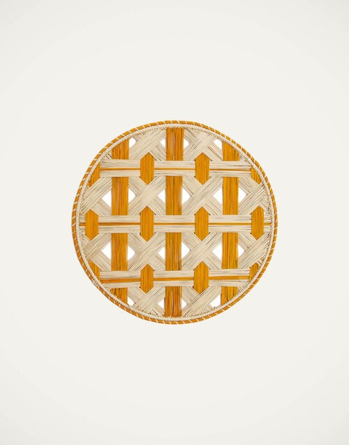 La Doublej Raffia Placemats Set Of 2 Napoli Saffron In Iraca