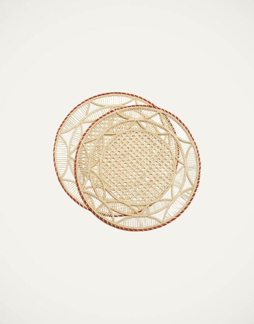 la doublej Raffia Placemats Set Of 2 Sol Brick in Raffia