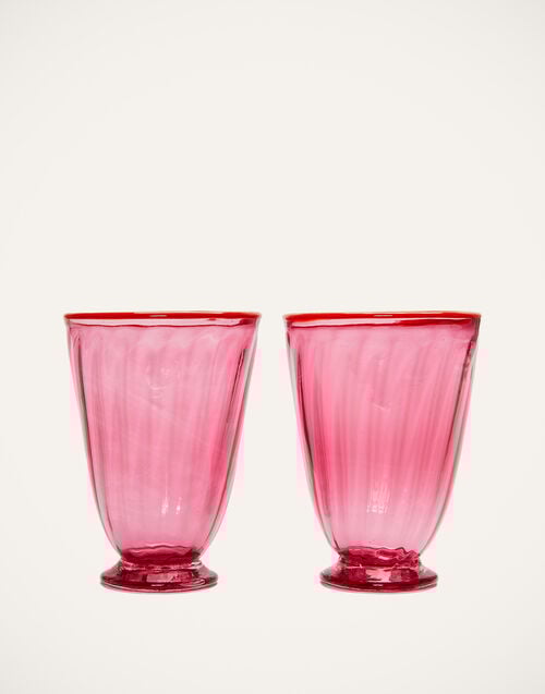 la doublej Rainbow Glass Set of 2 Fuxia in Murano Glass