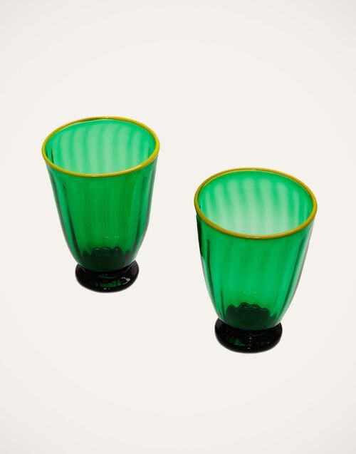 La Doublej Rainbow Glass Set Of 2 Green In Murano Glass