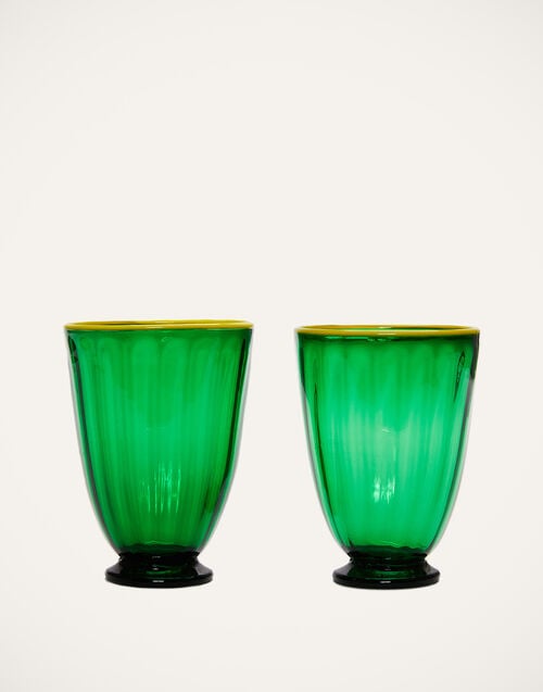 la doublej Rainbow Glass Set of 2 Green in Murano Glass
