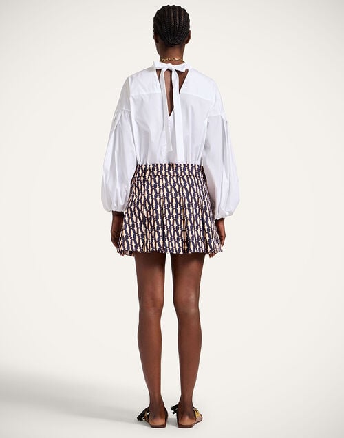 La Doublej Roller Skirt Pesciolini Blue In Cotton Drill