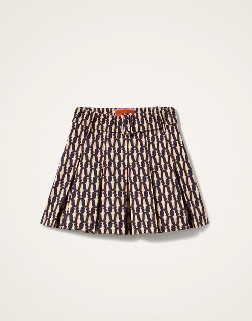 La Doublej Roller Skirt Pesciolini Blue In Cotton Drill