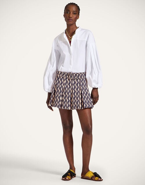 la doublej Roller Skirt Pesciolini Blue in Cotton Drill