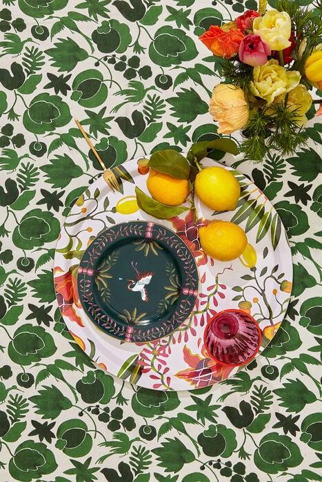 La Doublej Round Printed Tray Eden In Laminated Birch Wood