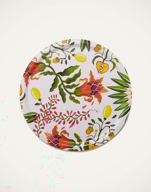 la doublej Round Printed Tray Eden in Laminated Birch Wood