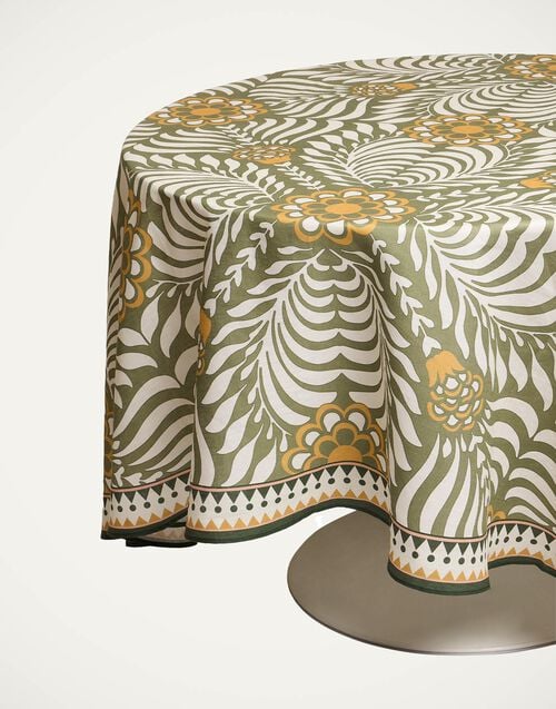 La Doublej Round Tablecloth Tudor Light Green In Linen