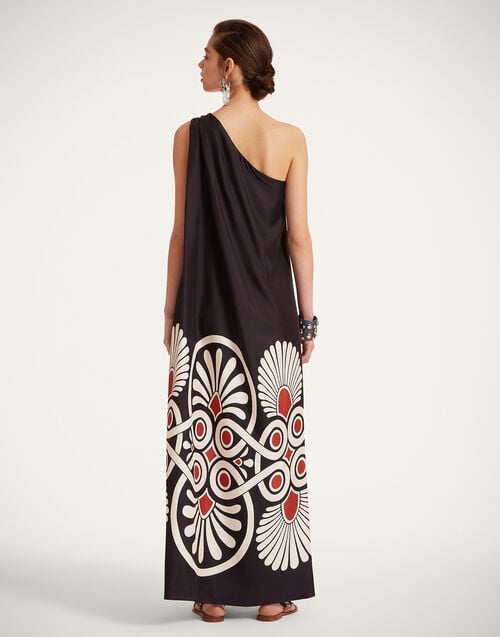 La Doublej Roy Dress Medallion Placée Black In Silk Twill